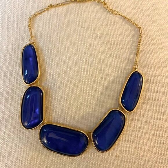 Charter Club NWT Gold and Blue Statement Necklace - Picture 3 of 9